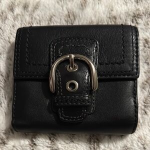 Coach Black Leather Wallet with Silver Buckle